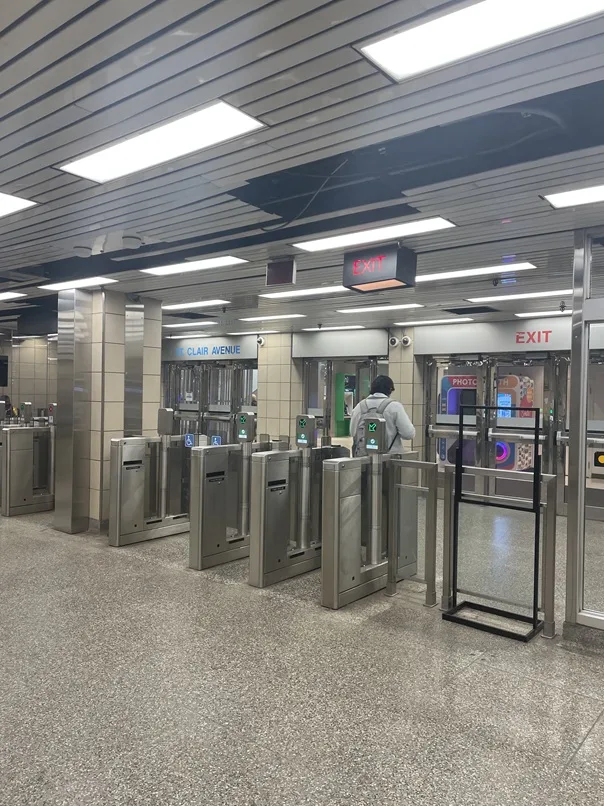 Fare gates at St. Clair Station